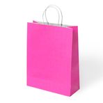 Fuşya Büküm Saplı Kraft Çanta 15x20cm Pakette 24 Ad