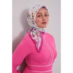 Fuşya Çiçek Dalı Desen Soft Eşarp