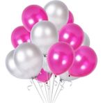 Fuşya - Gümüş Karışık Metalik Balon 10 Adet