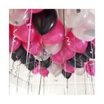 Fuşya - Gümüş - Siyah Karışık Metalik Balon 100 Adet + 5 mt Balon Zinciri