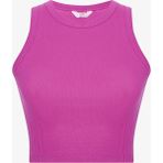 Fuşya Halter Yaka Fitilli Crop Atlet - S