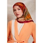 Fuşya Karışık Desen Twill İpek Eşarp