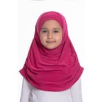 Fuşya Pratik Hazır Geçmeli Çocuk Tesettür Bone Sandy Kumaş Kendinden Boneli 78_20