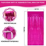 Fuşya Renk Ekstra Lize Parlak Saçaklı Arka Fon Perde Ithal 1x2 Metre