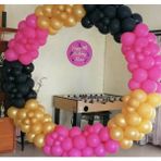 Fuşya Siyah Gold Balon Balon Zinciri 100 Adet