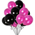 Fuşya - Siyah Karışık Metalik Balon 50 Adet