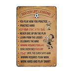 Futbol Yaşam Dersleri içeren yeni sözlü duvar dekoru Metal Teneke Tabela Spor Duvar Dekoru Yatak Odalarına Asmak İçin Mükemmel Oyun Odaları Stadyum Salonları Ev ofis duvarı için 8x12 inç metal tabela