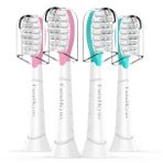 Futulkyus Philips Sonicare için Çocuk Yedek Başlıkları: 7+ Çocuk Yumuşak Elektrikli Diş Fırçası Standart Çocuk Fırça Kafası, Erkek Kız için, Pembe ve Mavi 4'lü Paket