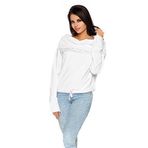 FUTURO FASHION Kadın Düz Kapüşonlu Kazak Degaje Yaka Uzun Kollu Pamuklu Kazak Beden 8-18 FT1439, beyaz, XXL