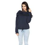 FUTURO FASHION Kadın Düz Kapüşonlu Kazak Degaje Yaka Uzun Kollu Pamuklu Kazak Beden 8-18 FT1439, lacivert, 10