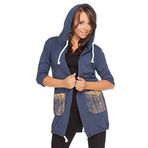 FUTURO Fashion® kadın sıcak pamuk kapüşonlu hırka uzun kollu sonbahar renkleri parka tarzı bir boyut 8-16 uk ft2149 donanma