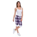 FUTURO FASHION Moda Bayan 3/4 Checked Neon Kargo Pantolon İpli Capri Baggy Pantolon H2018