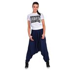 FUTURO FASHION Moda kadın Harem Viskon Pantolon Cepler Ile Ali Baba Boho Çingene Pantolon Boyutu 8-16 FT1209 Donanma 16 İngiltere (XXL)