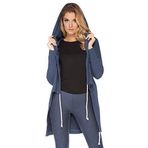 FUTURO FASHION® Sensible Kadın Kapüşonlu Uzun Kollu Parka Tarzı Kapüşonlu Uzun Hırka Evrensel Beden 8-16 UK FT2061, lacivert, One Size