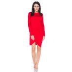 FUTURO Fashion®Ladies Sevimli Seksi Parti Akşam Asimetrik Lale Hem Draped Mini Elbise FM36 Kırmızı