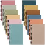 Fuutreo Çalışma için 12 Adet Spiral Defter A5 8,3 x 5,7 inç Kolej Çizgili Spiral Günlük Defter Kraft Kapaklı Çizgili Kağıt, 12 Renk, 60 Sayfa, Ofis Okulu için 120 Sayfa (Grad Gri, Klasik)