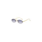 Fuvion Gri Degrade Cam Retro Oval Metal Çerçeve İnce Sap Unisex UV400 Vintage Retro Güneş Gözlüğü