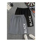 FUWEAR Antrasit- Siyah Renk 2'li Büyük Beden Black Baskılı Erkek Bermuda Şort - 2 adet