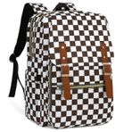 Fuyicat Kadın Erkek Seyahat İş Çalışması için Laptop Sırt Çantası, Kız Erkek Okul Sırt Çantası Kolej Bookbag Fit 15.6 İnç Dizüstü, Damalı Kahverengi, Large