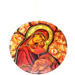 Füzyon Cam Meryem Ana Ve Bebek İsa Resimli El Yapımı Duvar Süsü Noel İçin Hediyelik Eşya