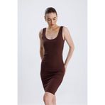 FV Kadın Fitilli Atlet Yaka Elbise, Bordo, XL Beden