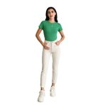 FV Kaşkorse Kısa Kollu Crop T-Shirt, Kadın, Yeşil, S Beden