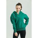 FVTEKSTİL Kadın Kapüşonlu, 3 İplik Şardonlu Oversize Sweatshirt, Yeşil, S/M