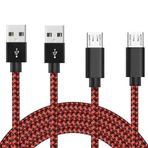 FWCLO Mikro USB Kablosu Android Şarj Cihazı, (2 Paket, 6FT) Mikro USB Şarj Kablosu, Android Naylon Örgülü için Mikro USB Hızlı Şarj Kabloları Galaxy S7 Edge S6 S5 Note 5 ile Uyumlu, Kindle için