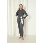Fwn 4002 İnterlok Kışlık Tavşanlı Kadın Ev Pijama Takımı