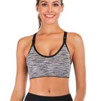FXTYK Kadın Mid Impact spor sütyeni, dikişsiz ayarlanabilir omuz askıları ve çıkarılabilir pedler, jimnastik, yoga sütyeni, antrenman, fitness, aktif giyim, dolgulu sütyen, Gri, L