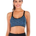 FXTYK Kadın Mid Impact spor sütyeni, dikişsiz ayarlanabilir omuz askıları ve çıkarılabilir pedler, jimnastik, yoga sütyeni, antrenman, fitness, aktif giyim, dolgulu sütyen, Mavi, XL