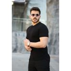 Fy Butik Erkek Viskon Kumaş Bisiklet Yaka Basic Tişört - Siyah - 3XL