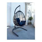 Fyaqa Home Armut Salıncak Tek Kişilik Rattan Örgü Bahçe Balkon Ev Salıncağı Gri 100 X 180