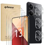 Fycyko Xiaomi Redmi Note 13 Pro 4G için kırılmaz cam ve kamera koruması, 3 adet koruyucu film + 3 adet kırılmaz cam kamera, 9H sertliğinde ekran koruyucu folyo, şeffaf, antistatik, çizilmeye karşı