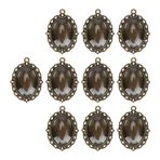 Fydun 10 set cam kabaşon seti antik tepsiler oval cam kolye antika retro bronz fotoğraf nazarlık kolye DIY el işi takı için