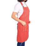 Fyearfly Mutfak Önlüğü, Erkek/Kadın Pratik Ayarlanabilir Mutfak Restoran Yağ Geçirmez Polyester Önlük, Cepli Moda Desenli Önlük, Şef Ev Pişirme Akşam Yemeği İçin, Kırmızı Şerit, One Size