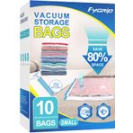 Fygrip El Pompalı 10'lu Paket Küçük Vakumlu Saklama Torbaları, Plastik Ambalaj Torbaları, Giyim için% 80 Yer Tasarruflu Vakum Mühür Torbaları, Seyahat Lugggage, Battaniyeler, Yorganlar için Vakum