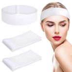 Fyguard 30 adet kozmetik saç bandı, beyaz, cırt cırtlı alın bandı, makyaj bandı, saçlar, elastik saç koruma bandı, kadınlar ve kız çocukları için, yüz temizleme makyajı (ayarlanabilir uzunluk: 46 – 70 cm)