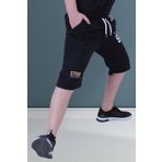 FYK COLLECTİON Strong 95 Baskılı Erkek Çocuk Beli Lastik Detaylı Çift Cepli Siyah Kapri