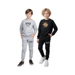 Fyk Kids 2'li Erkek Çocuk Yuvarlak Yaka Baskı Detaylı Eşofman Takımı Gri - Siyah