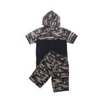 Fyk Kids Erkek Çocuk Kapüşonlu Kamuflaj Desenli Kapri-sweatshirt Alt Üst Takım Haki