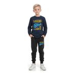 Fyk Kids Erkek Çocuk Yazı Baskılı Yuvarlak Yaka Alt-üst Pijama Takımı Lacivert