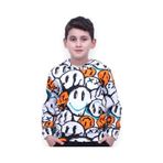 Fyk Kids Gülen Yüz Desenli Kapşonlu Unisex Sweatshirt Turuncu
