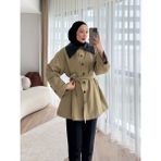 Fyla Boutique Deri Detaylı Trençkot - Yeşil - 2