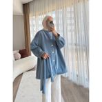 Fylaboutique Goldfox Kumas Ceket - Bebek Mavisi - L - XL
