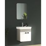 Fym Pınar 55 cm Beyaz-Kül Grisi Aynalı Banyo Dolabı Seti - Beyaz - Gri