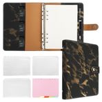 FYY Deri A5 Bağlayıcı 6 Halka Bağlayıcı Defter - Doldurulabilir Defter A5 Planlayıcı Bağlayıcı, A5 Bölücüler, A5 Dolum Kağıdı, PU Deri Seyahat Bağlayıcı Günlük Kapak Bağlayıcı Siyah Defter