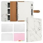 FYY Deri A5 Bağlayıcı 6 Halkalı Defter - Doldurulabilir Defter A5 Planlayıcı Bağlayıcı, A5 Bölücüler, A5 Dolum Kağıdı, PU Deri Seyahat Bağlayıcı Günlük Kapak Bağlayıcı Beyaz Defter