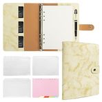 FYY Deri A5 Bağlayıcı 6 Halkalı Defter - Doldurulabilir Defter A5 Planlayıcı Bağlayıcı, A5 Bölücüler, A5 Dolum Kağıdı, PU Deri Seyahat Bağlayıcı Günlük Kapak Bağlayıcı Sarı Defter