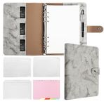 FYY Deri A5 Bağlayıcı 6 Halkalı Defter - Doldurulabilir Defter A5 Planlayıcı Bağlayıcı, Bağlayıcı Cepli, A5 Bölücüler, A5 Dolum Kağıdı, PU Deri Seyahat Bağlayıcı Günlük Kapak Bağlayıcı Gri Defter